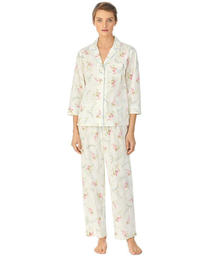 Ralph Lauren Women's 3/4 Sleeve and Pants Pajama Set | Macys (US)