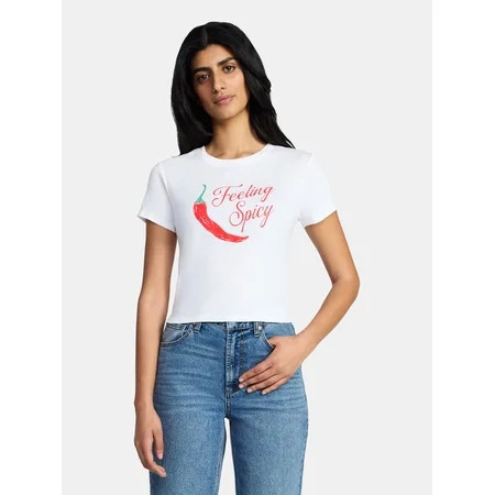 Feeling Spicy Women's Graphic Baby Tee with Short Sleeves, Sizes XXS-XXL | Walmart (US)