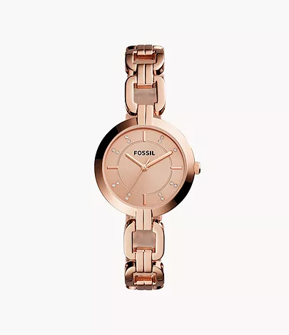 Kerrigan Three-Hand Rose Gold-Tone Stainless Steel Watch | Fossil (US)