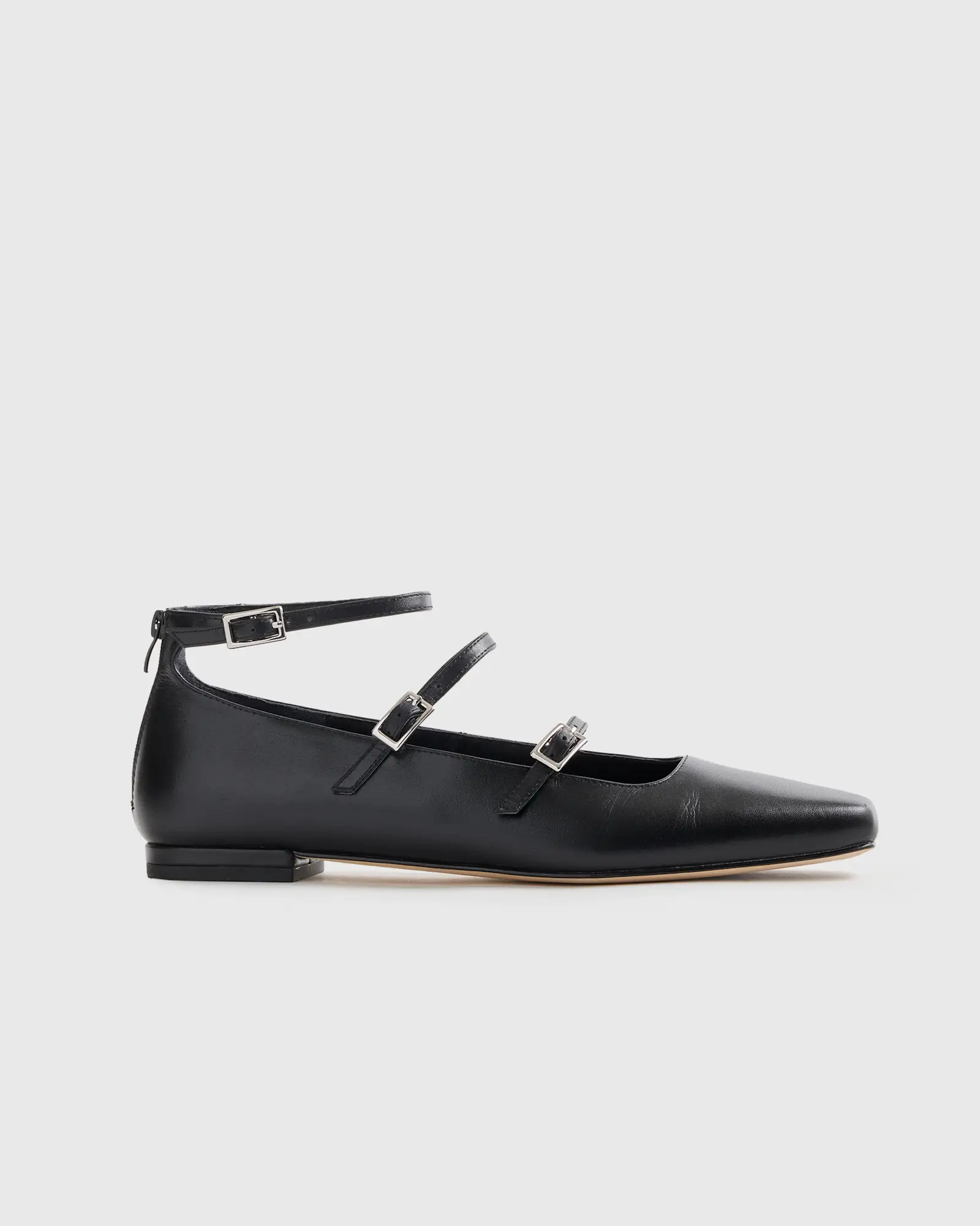 Italian Leather Strappy Ballet Flat in Black | Quince