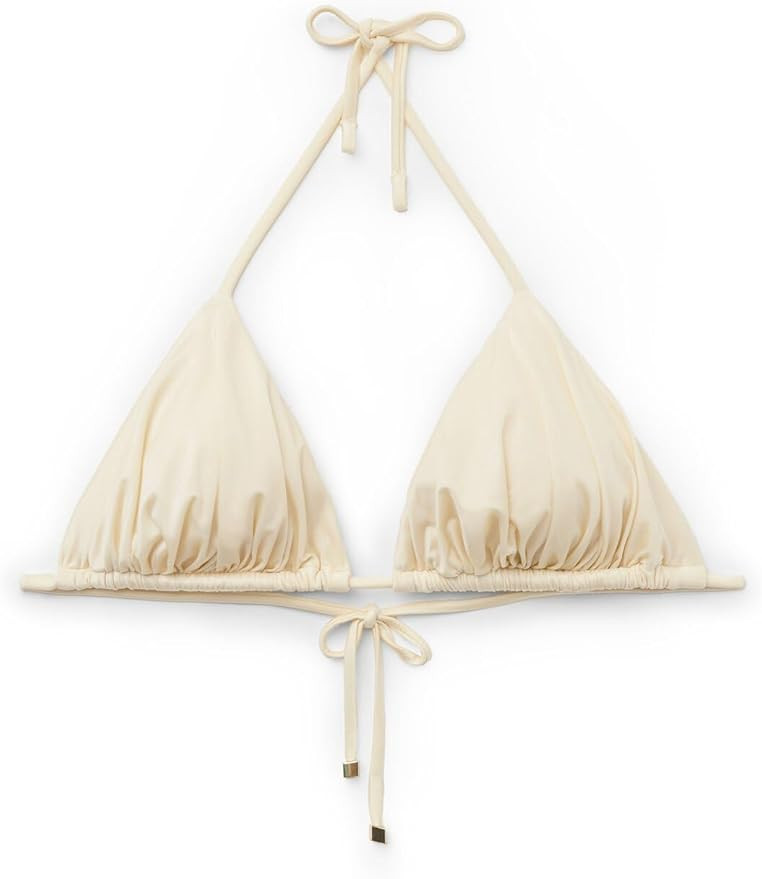 CALZEDONIA Woman's Removable Padding Triangle Swimsuit Top Shiny Satin | Amazon (US)