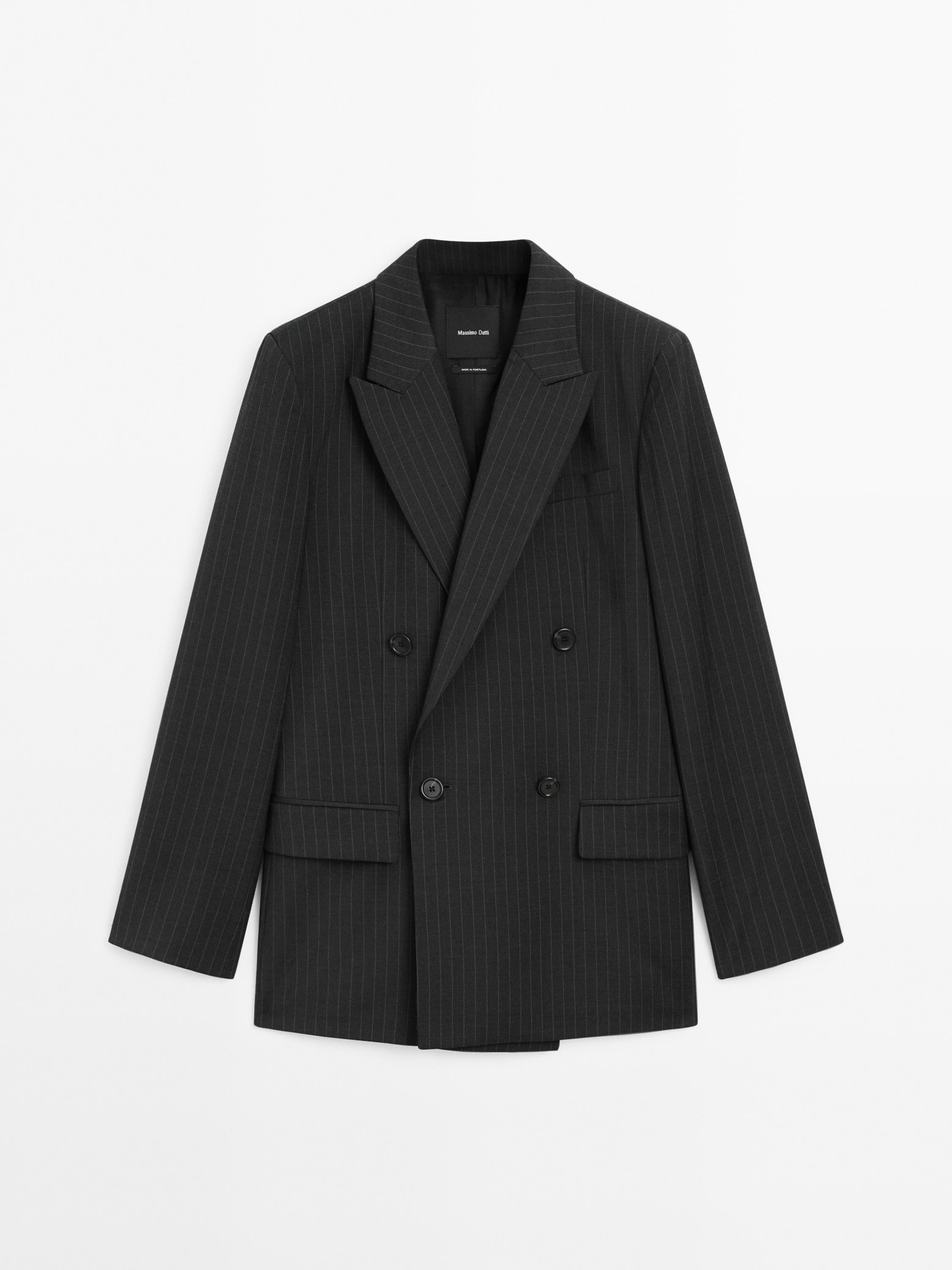 Double-breasted pinstripe blazer | Massimo Dutti US