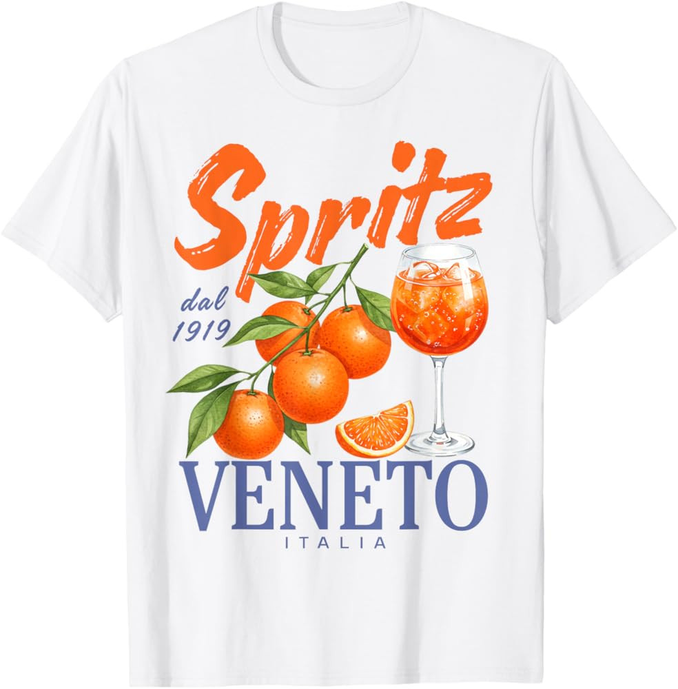 Spritz Veneto dal 1919 Italia Vintage Orange Wine Cocktail T-Shirt | Amazon (US)