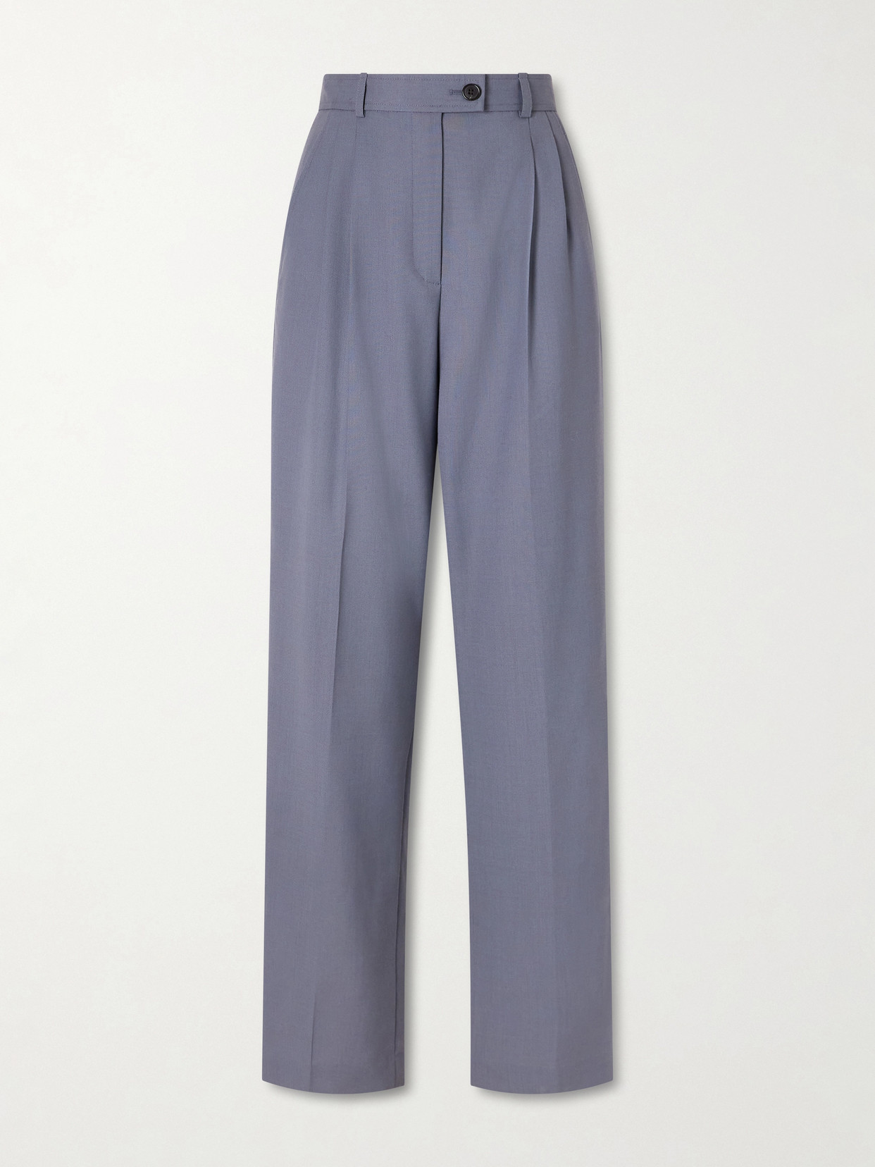 The Row - Ragnar Pleated Wool Straight-leg Pants - Blue | NET-A-PORTER (US)