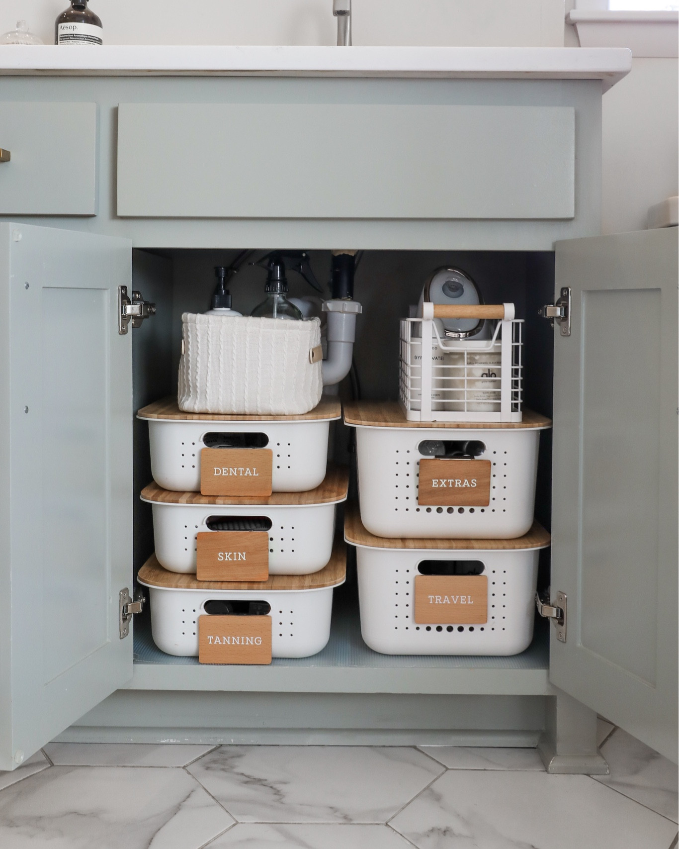 Container store bathroom organization for a peaceful space! I love these white bins with bamboo lids! The wooden labels are from the Container Store and the vinyl labels themselves are custom from Etsy! I love having everything organized!

Amazon organization, Amazon home, Amazon must have, organization inspiration, organize me, aesthetic, organizers, container store, bathroom, organization, drawer Organizers, home decor, drawer organizers

#LTKhome