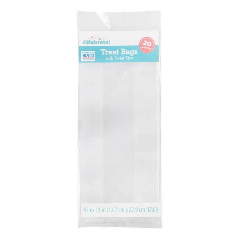 Way to Celebrate Clear Party Treat Bags With Twist Ties, 20 Count | Walmart (US)