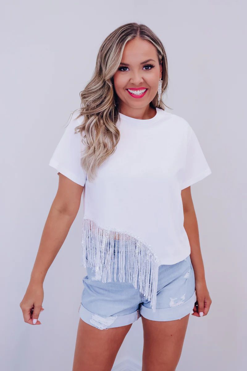 On The Border Fringe Crop Top - White! | Whiskey Darling Boutique