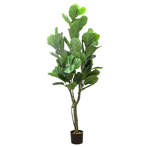 SZHLUX 5.2FT Artificial Fiddle Leaf Fig Tree, Artificial Plants for Home Decor Indoor, Lifelike Evergreen Fake Artificial Ficus Tree Perfect Match for Home Office Decoration | Amazon (US)