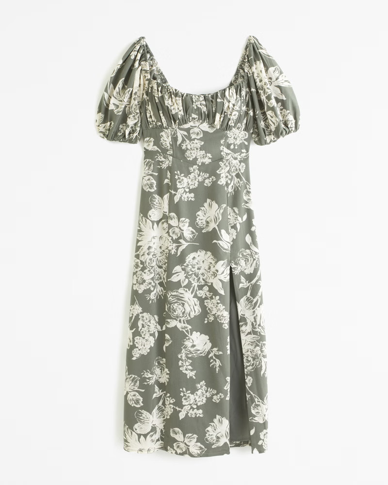 Puff Sleeve Midi Dress | Abercrombie & Fitch (US)