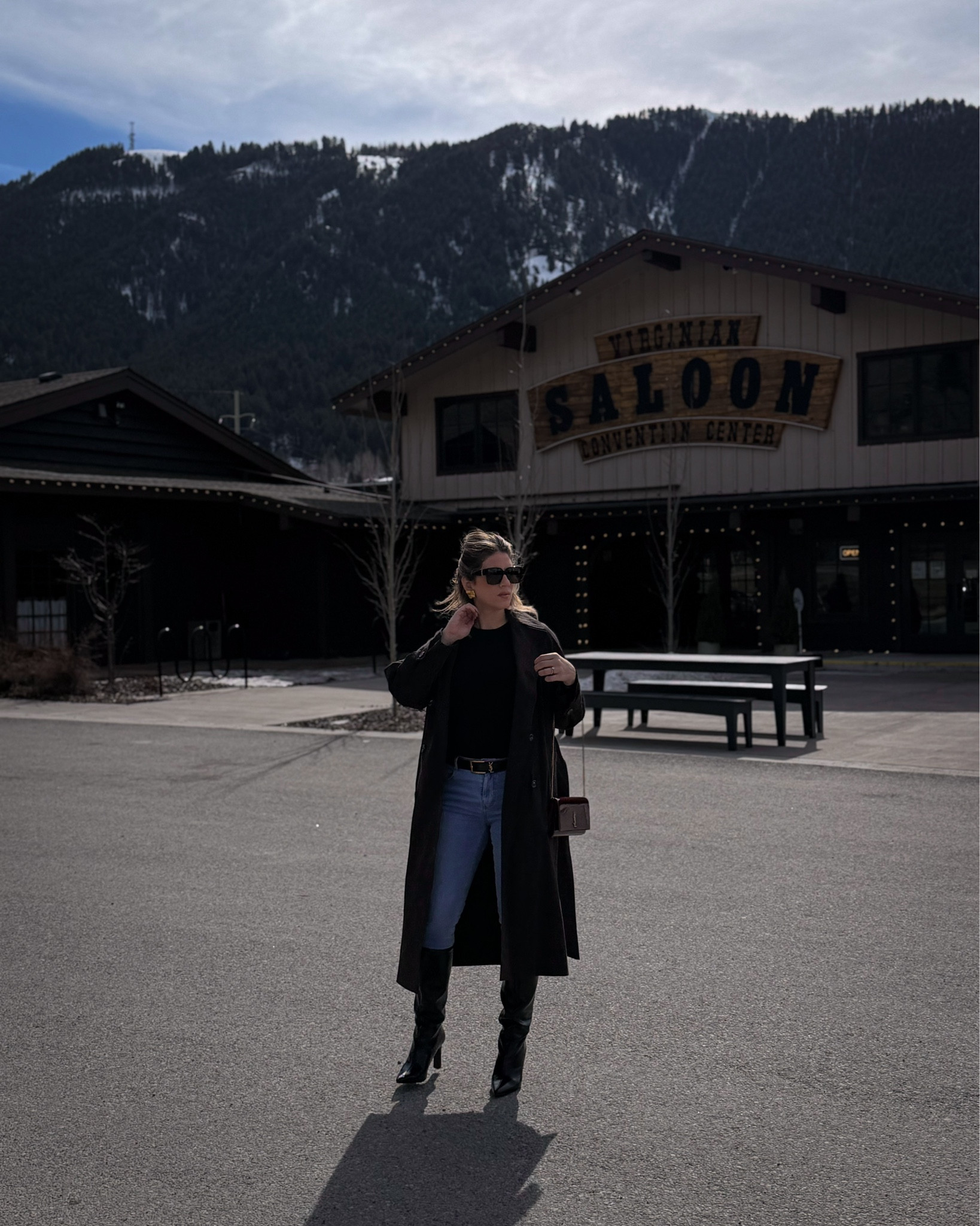 It’s giving cowgirl chic vibes — Visiting Jackson, Wyoming and dressing elegant chic and in theme — perfect outfit for the winter season if you’re looking for a causal yet elegant, chic and dressy day outfit to explore but also fits fall & early springs vibes. 

One thing that I’m super obsessing over is this brand new dark chocolate, brown thin trench-coat (jacket/coat) I recently got and this was my first time wearing it. I also think that one of the things I really made this outfit pop is my brand new brown Saint Laurent YSL belt — it’s such a chic and timeless piece. Also wedding YSL sunglasses & burgundy purse, black, leather, and knee-high boots with heels, leopard hair clip, soft warm blue jeans, black warm sweater underneath and golden chic earrings that go with any outfit and elevate your look. Jean looks. All American girl look. modern elegance meets wild westWild West

#coats #jackets #fall #winter #spring #boots #ysl #saintlaurent #chic #timeless #jeans #elegant #wyoming #winterlook #falllook #springlooks #trenchcoat #chocolate #Burgundy #jeanlooks #luxury #designer #belt ￼￼

#LTKTravel #LTKootd #LTKSeasonal
