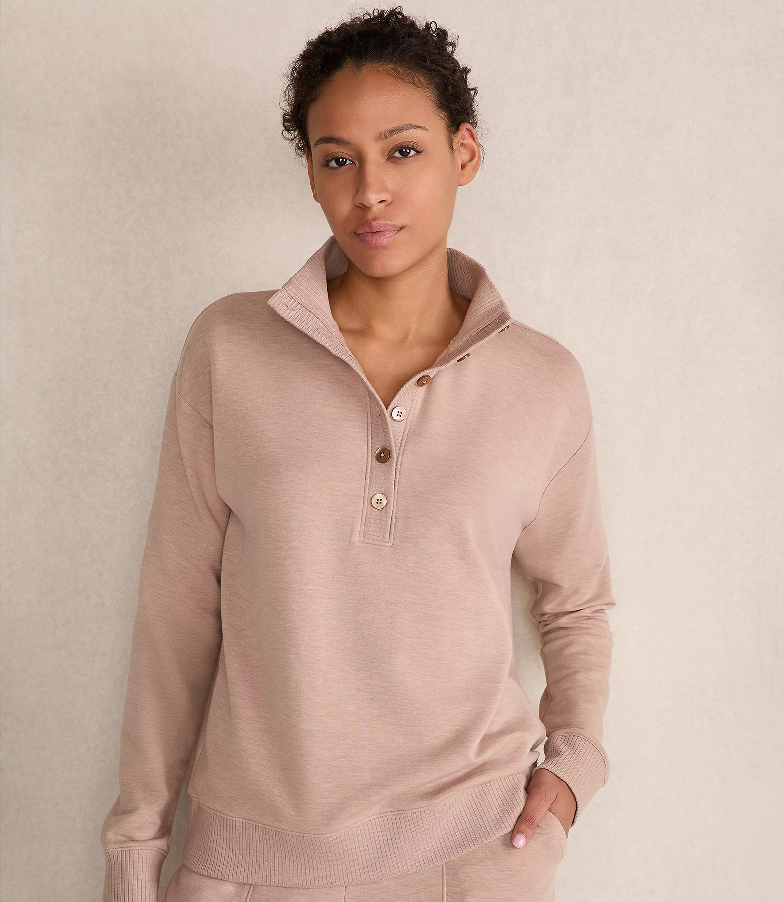 Haven Well Within Fleece Johnny Collar Henley | LOFT