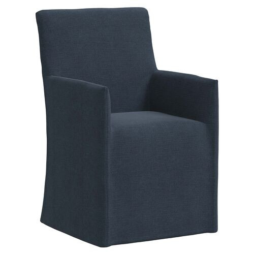 Edith Slipcover Dining Armchair - Linen - Blue | Lounge Chair, Easy Chair - Comfortable, Sturdy, Durable | One Kings Lane