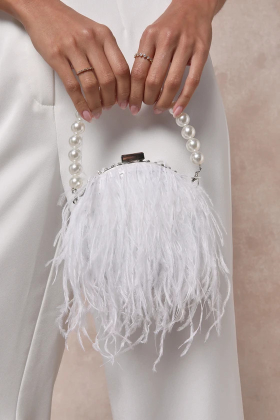 Fabulous Arrival White Satin Feather Clutch | Lulus