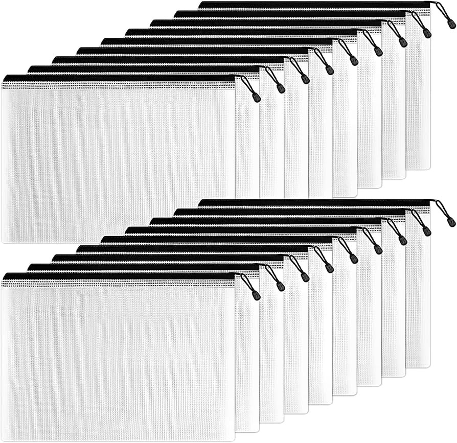 SUNEE Plastic Mesh Zipper Pouch 11x16 in (Black, 18 Packs),Extra Large Water-Resistant Zip Bag fo... | Amazon (US)
