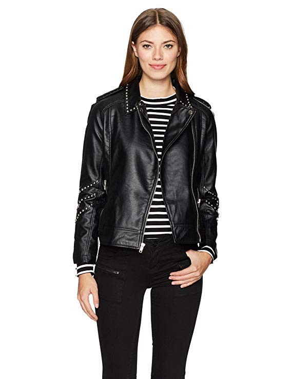 BB Dakota Women's Jerilyn Studded Pu Leather Moto Jacket | Amazon (US)
