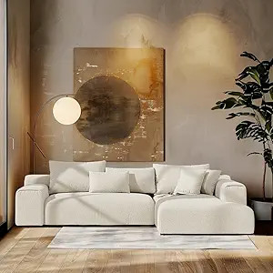 Acanva Modern Minimalist Sofa with Extra Deep Seats for Living Room, Bedroom and Lounge, L-Shaped... | Amazon (US)