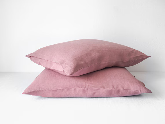 Unique Dusty Pink Linen Pillow Case. Handmade by so Linen | Etsy | Etsy (US)