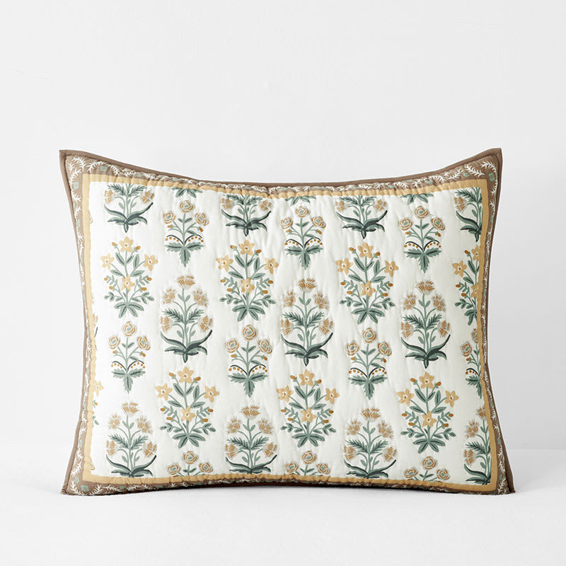 Mughal Rose Quilted Sham - Beige Multi, King | The Company Store