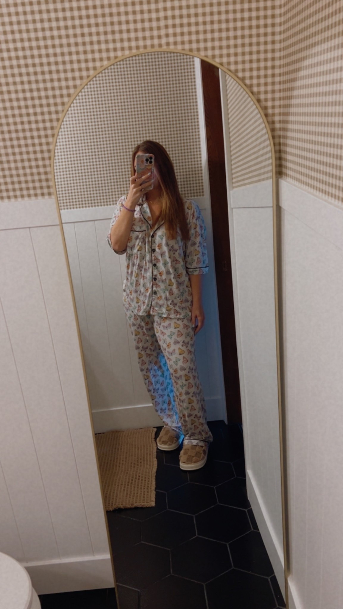 These pajamas are out of stock, but linked some that I’m loving right now!