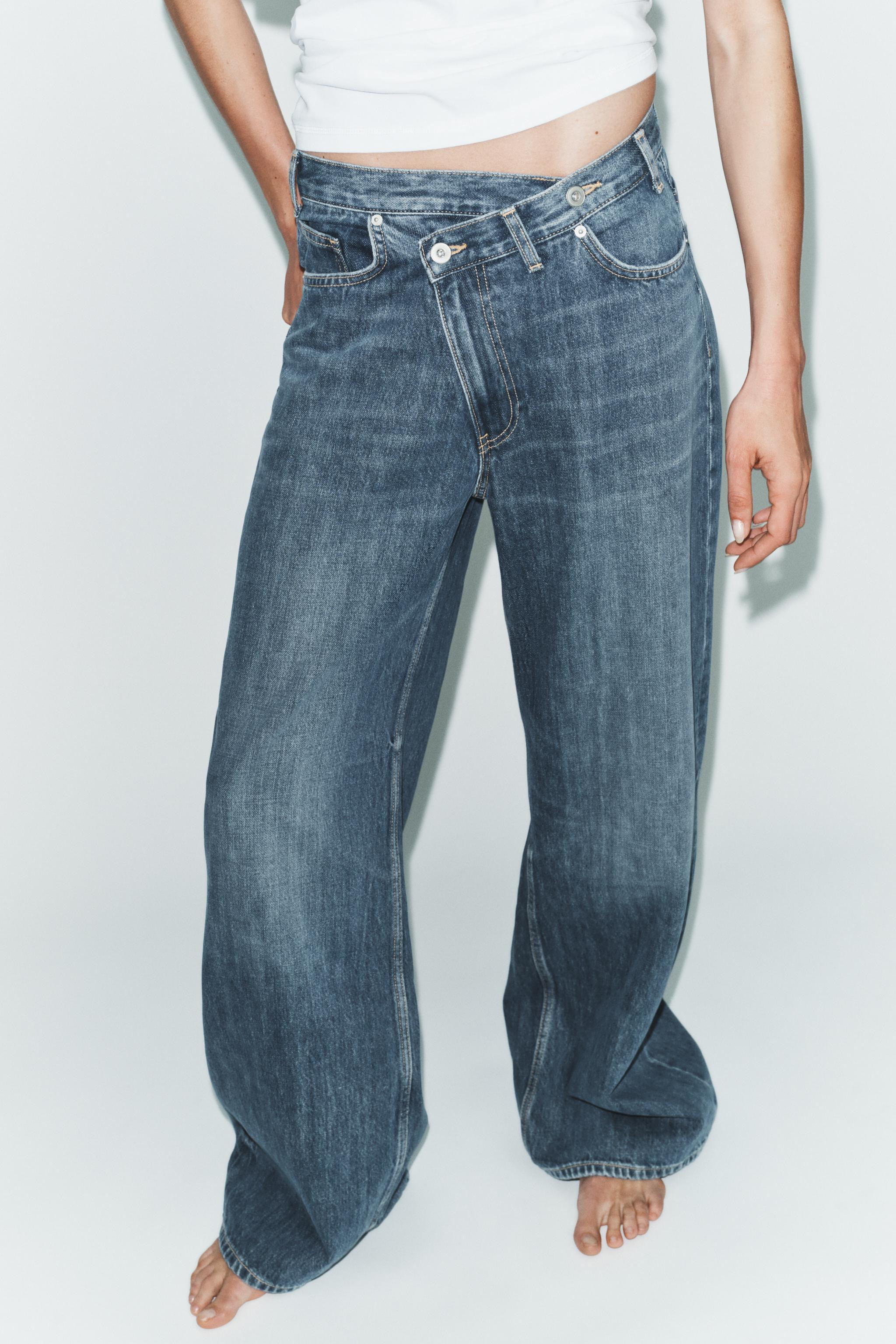 JEANS TRF WIDE LEG TAILLE HAUTE CROISÉE | Zara FR