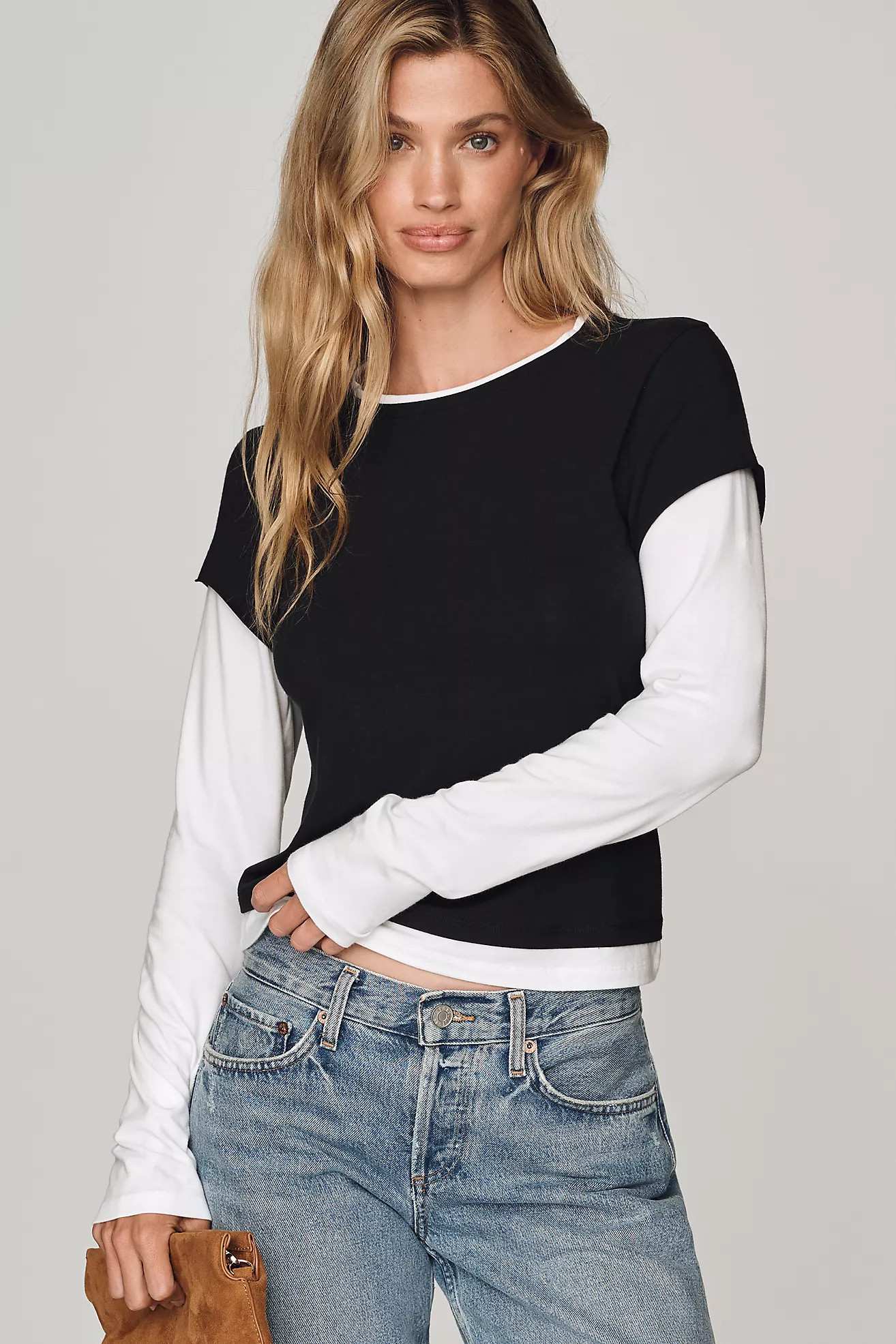 By Anthropologie Evan Long-Sleeve Twofer Top | Anthropologie (US)
