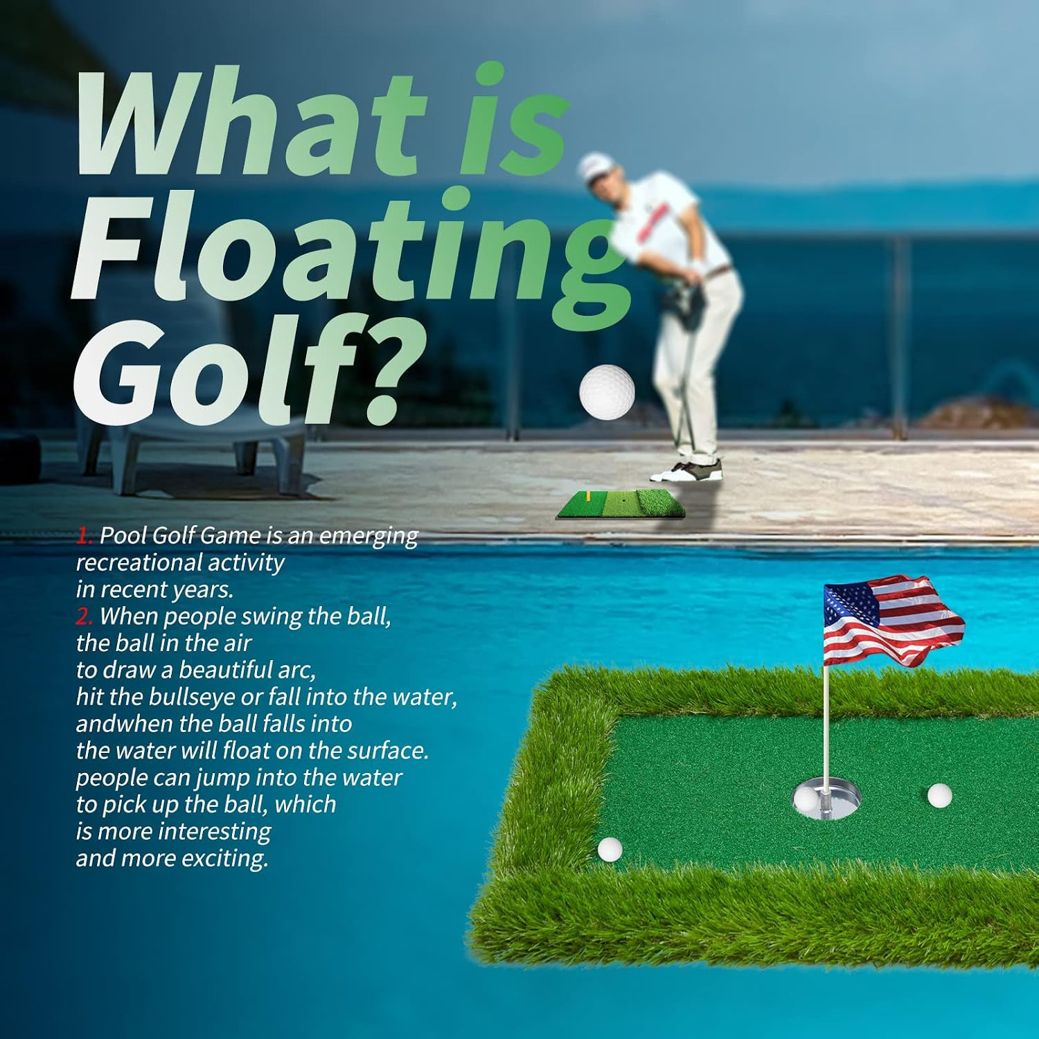 PLBBJH Floating Golf Green for Pool, Floating Chipping Green, Pool Golf Turf Mat Set for Adults O... | Amazon (US)
