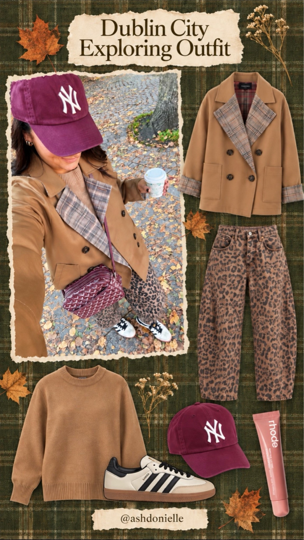 Exploring Ireland outfit! 
• medium jacket
• medium sweater 
• large pants but could have done a medium - true to size 
• size down 1/2 size in sneakers
• bag is Goyard