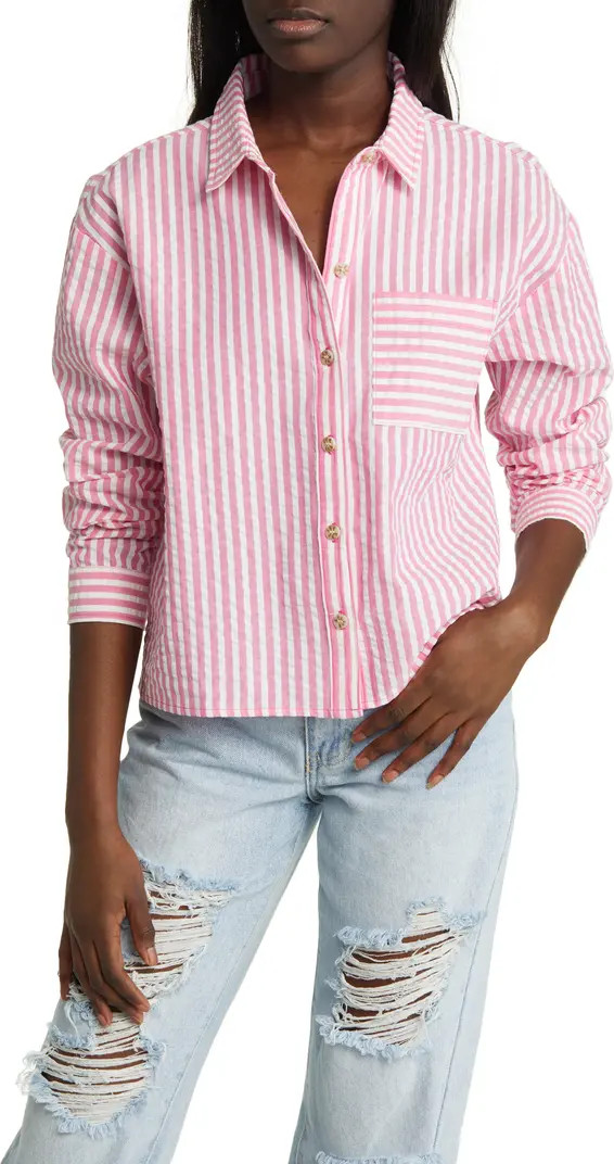 Stripe Cotton Blend Seersucker Shirt | Nordstrom