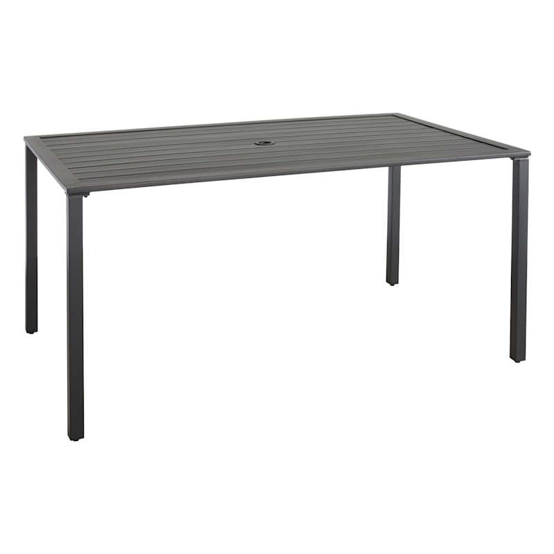Crosby St. Grammercy Black Steel Slat Outdoor Dining Table, 60x36 | At Home