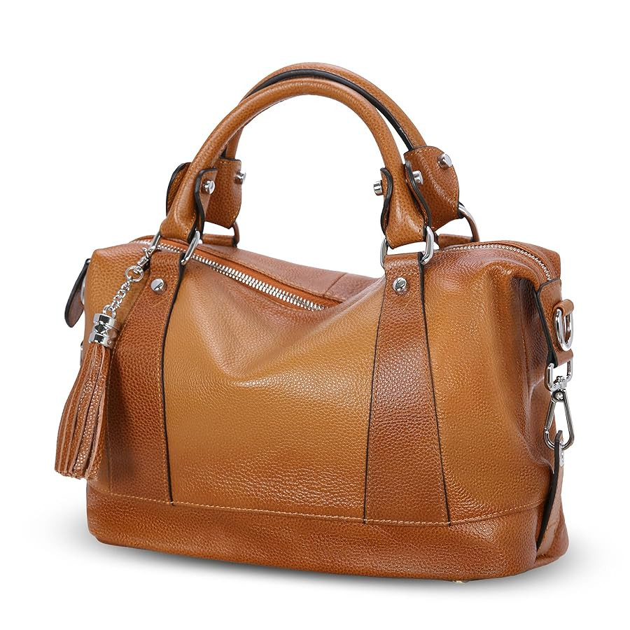 HESHE Womens Genuine Leather Handbags Purse Crossbody Satchel Tote Bags Ladies Real Leather Bags | Amazon (US)