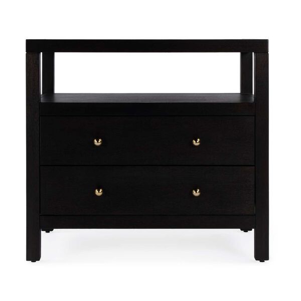 Celine Antique Coffee Two Drawer Wide Nightstand | Bellacor