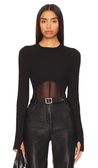 Danton Rib Mesh Corset Top in Black | Revolve Clothing (Global)