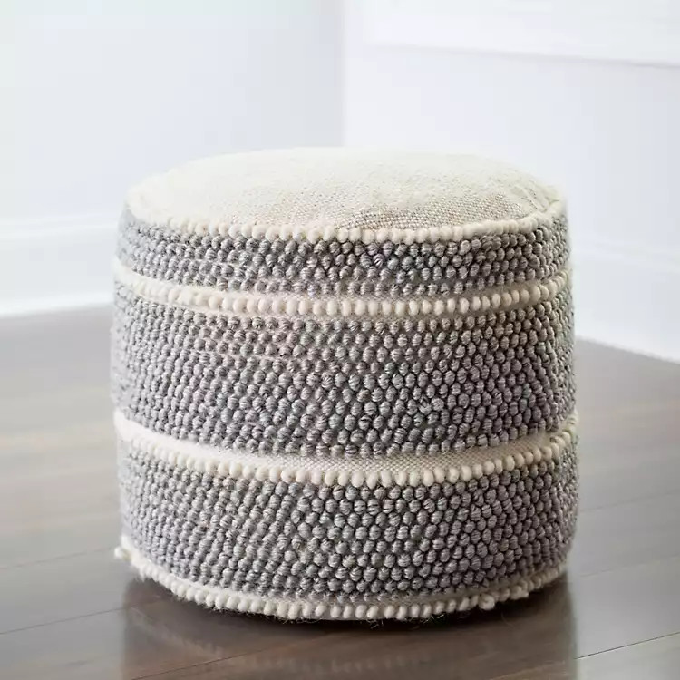 Ella Gray Loop Pouf | Kirkland's Home