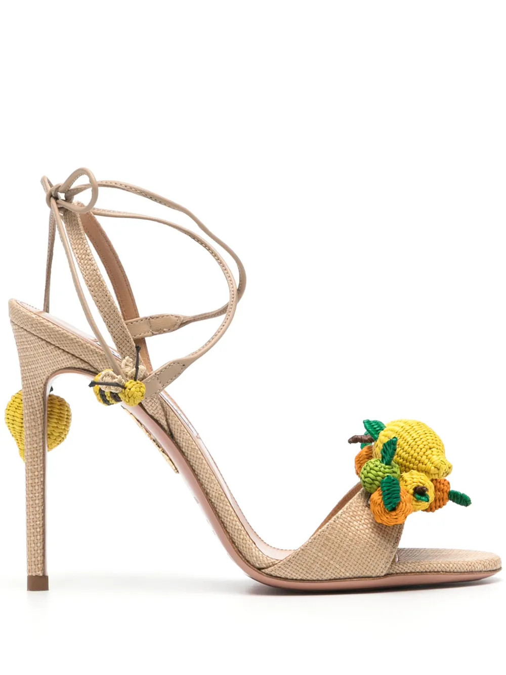 Aquazzura Citrus Punch 105mm Raffia Sandals - Farfetch | Farfetch Global