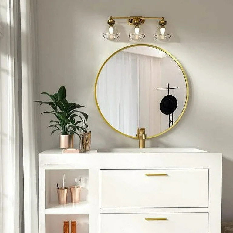 BEAUTYPEAK 24" Wall Mirror Bathroom Mirror Wall Mounted Round Mirror, Gold - Walmart.com | Walmart (US)