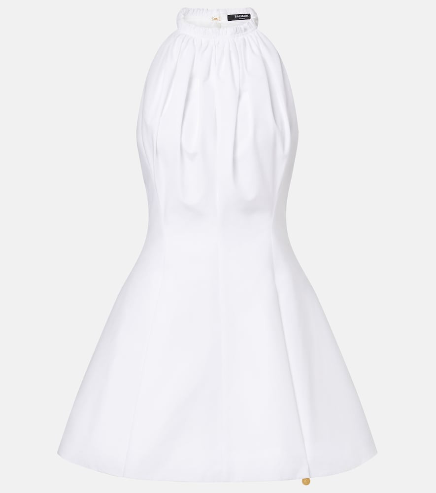 Balmain Ruched cotton poplin minidress | Mytheresa (UK)