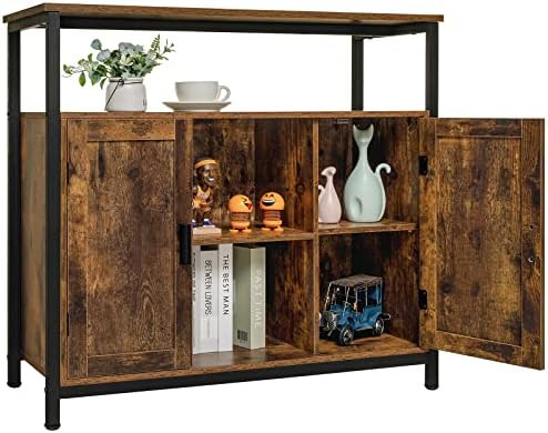 USIKEY Storage Cabinet with 2 Doors, Buffet Cabinet, Kitchen Cabinet with Adjustable Shelves, Ope... | Amazon (US)