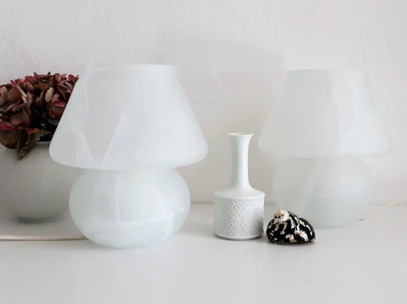 Kleine Murano Glas Vintage MUSHROOM Tischleuchte mit verschwommenem weißen matten Glas, Murano G... | Etsy (DACH)