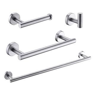 Boyel Living 4-Piece Bath Hardware Set with Towel Bar, Towel Robe Hook, Toilet Roll Paper Holder,... | The Home Depot