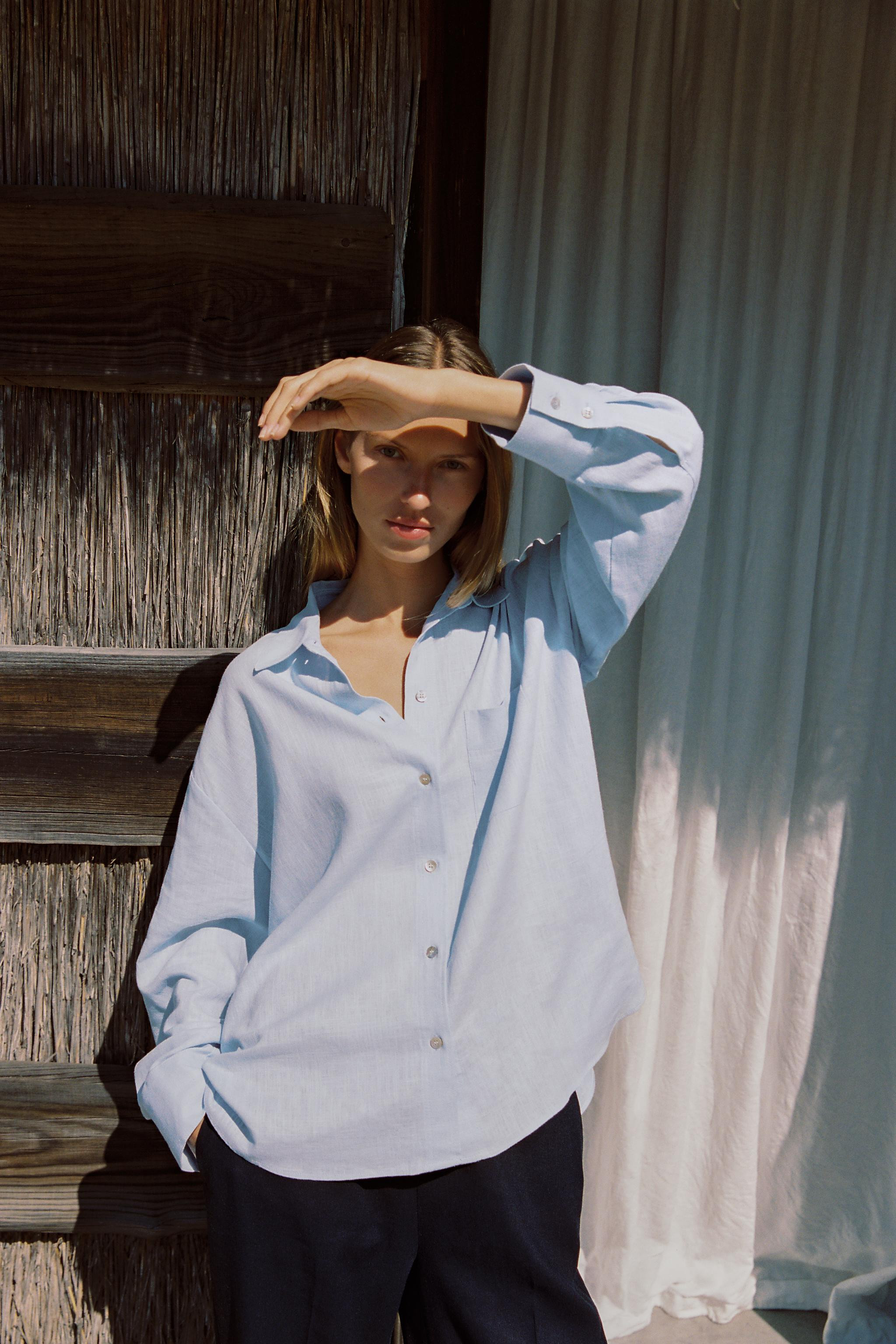 OVERSIZED LINEN BLEND SHIRT | Zara US
