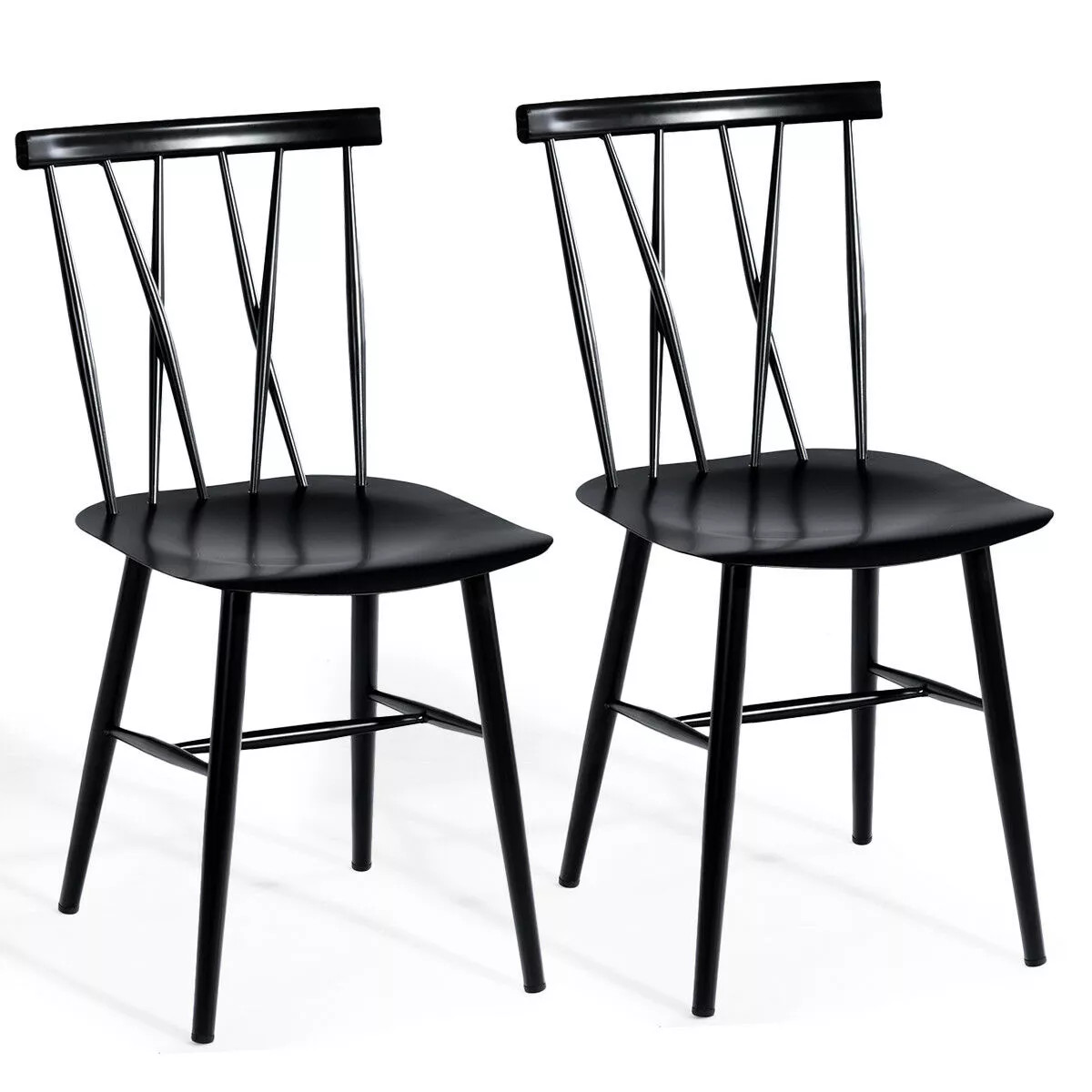 Costway Set of 2 Dining Side Chairs Chairs Armless Cross Back Kitchen Bistro Caf | Target