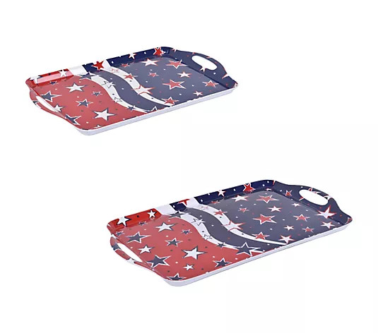 Temp-tations Set of 2 Melamine Trays With Handles - QVC.com | QVC