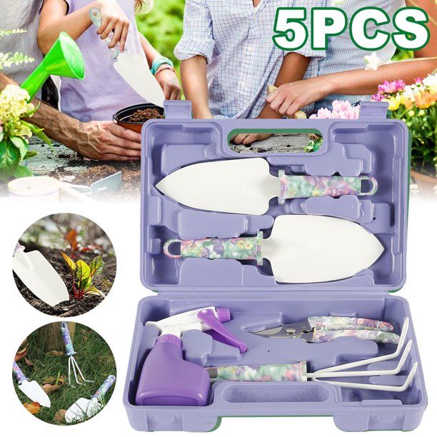 HOTBEST 5 Pcs Garden Tools Set Ergonomic Handle Gardening Work Set Floral Planting Kits | Walmart (US)