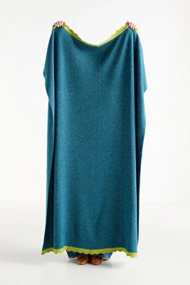 Scalloped Wool Blend Knit Throw Blanket | Anthropologie (US)