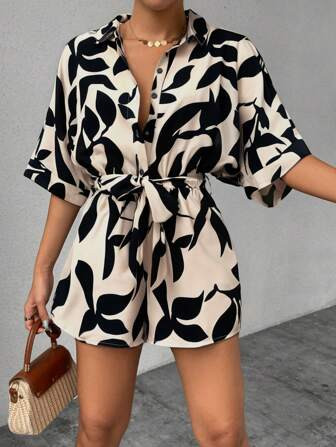 Chiquease Women Casual Jumpsuit Printed Sleeve | SHEIN