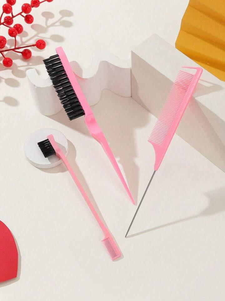 8-Piece Pink Hair Styling Tool Set – Spray Bottle, Tail Comb, Teasing Brush, Loop Tools & Hair ... | SHEIN