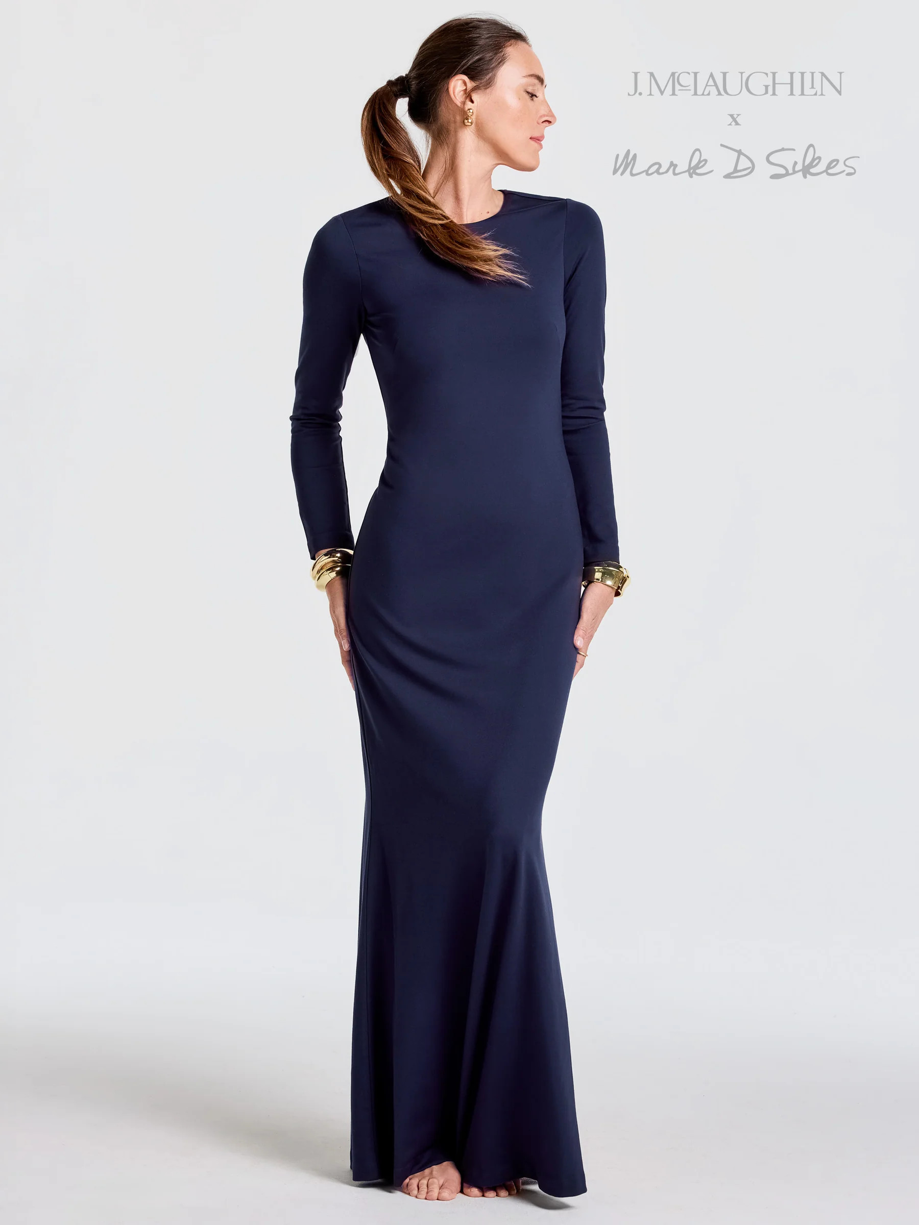 Navy Solid Alexandra Dress | Women's Dresses | J.McLaughlin | J.McLaughlin