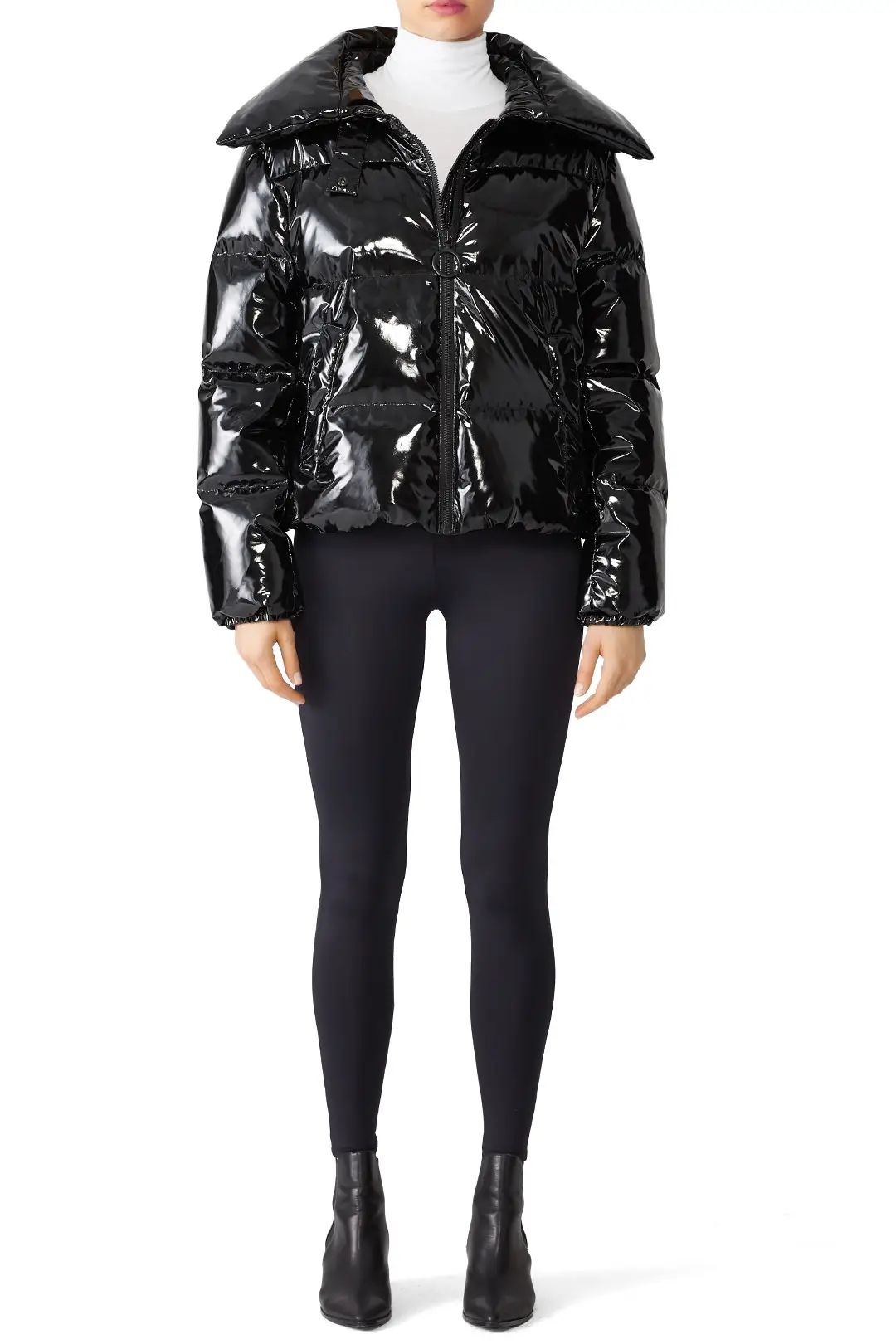 KENDALL + KYLIE Shiny Black Puffer Coat | Rent The Runway