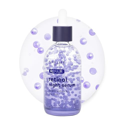 Spa Life Face Serum: REPAIR Retinol Night Serum 100 ml (3.7 oz) Smoothing, Resurfacing, Gently Exfoliating - Targets Fine Lines, Texture, Dark Spots - Boosts Cellular Turnover & Clearer Skin | Amazon (US)