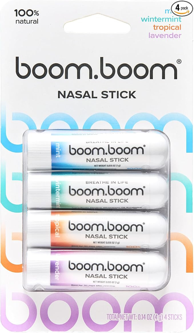 BoomBoom Nasal Stick (4 Pack) | Vapor Flow Technology | Better Breathing + Natural Focus | Cool R... | Amazon (US)